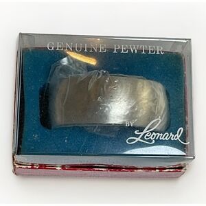 Vintage Pewter Cuff Monogram Bracelet By Leonard New Old Stock Box  Signed Clean
